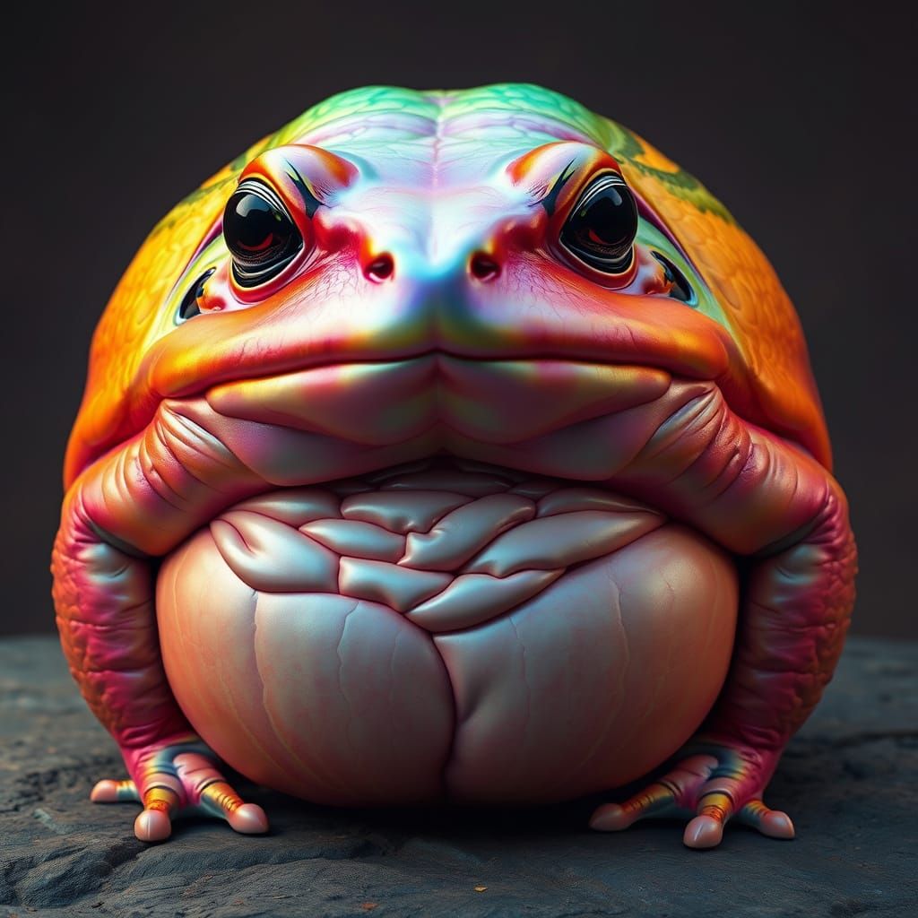 Mystical Rainbow Toad in Vibrant, Dreamlike Splendor