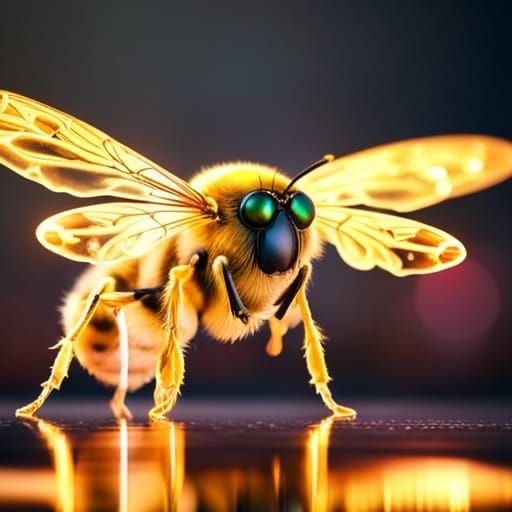 Ornate Bioluminescent Bee in 3D Render