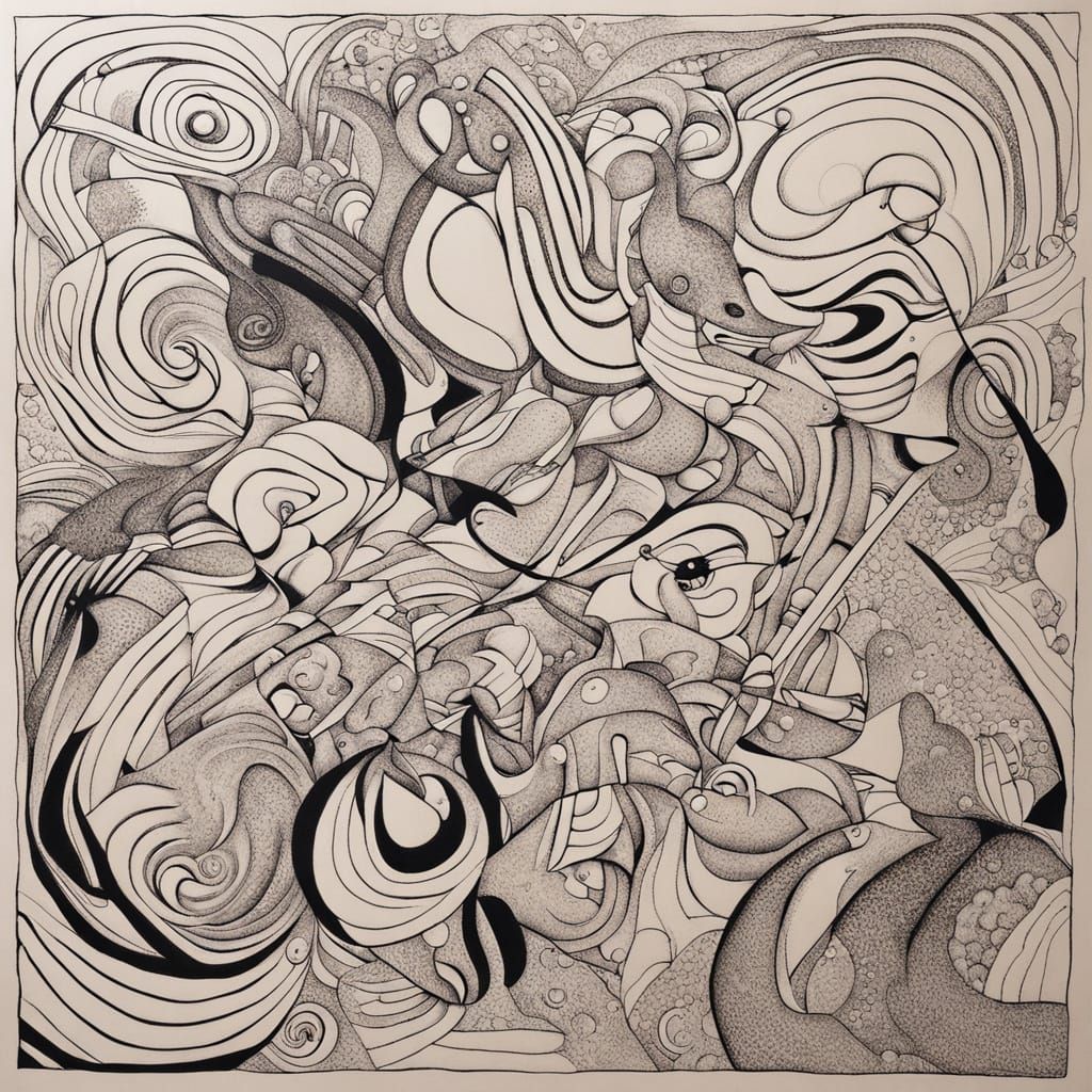 Abstract Line Drawing of Nothingness in Black Marker