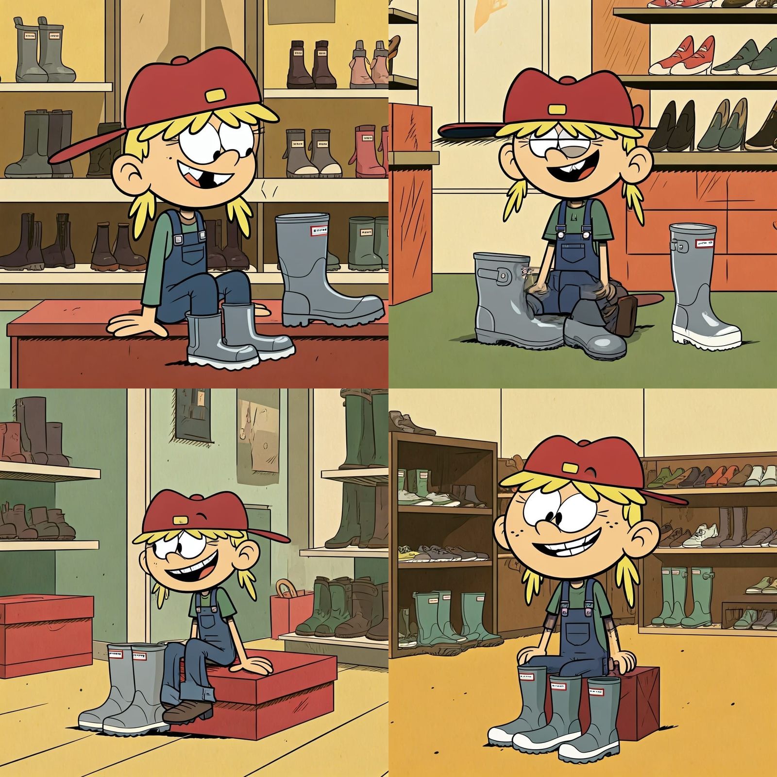 Lana Loud Trying on Shiny Silver Boots