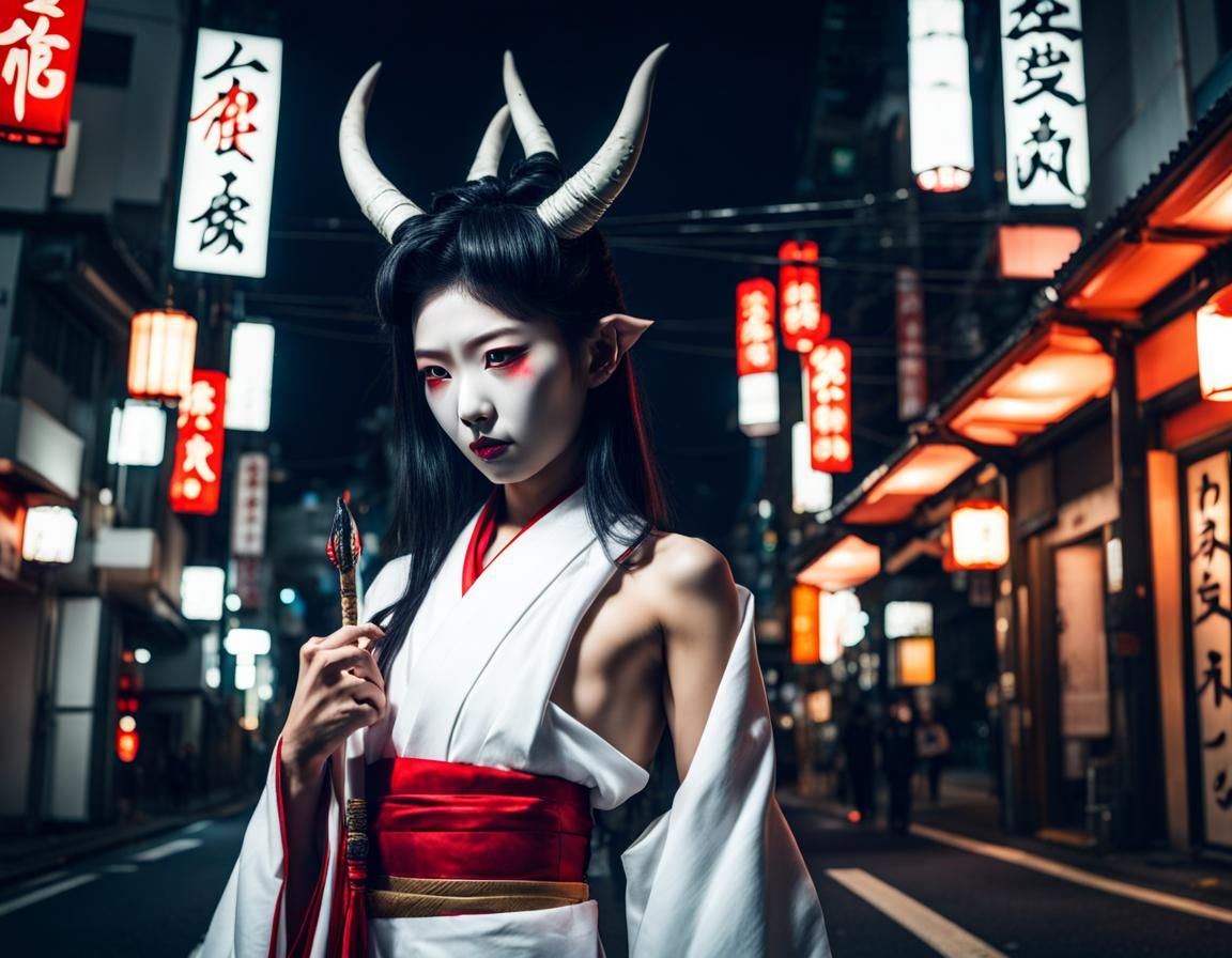 Japanese Demoness Under the Tokyo Moon