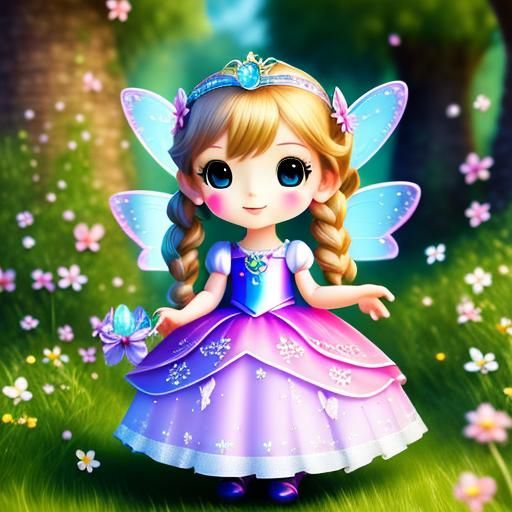 Chibi Fairy Princess in Pixar Disney Style