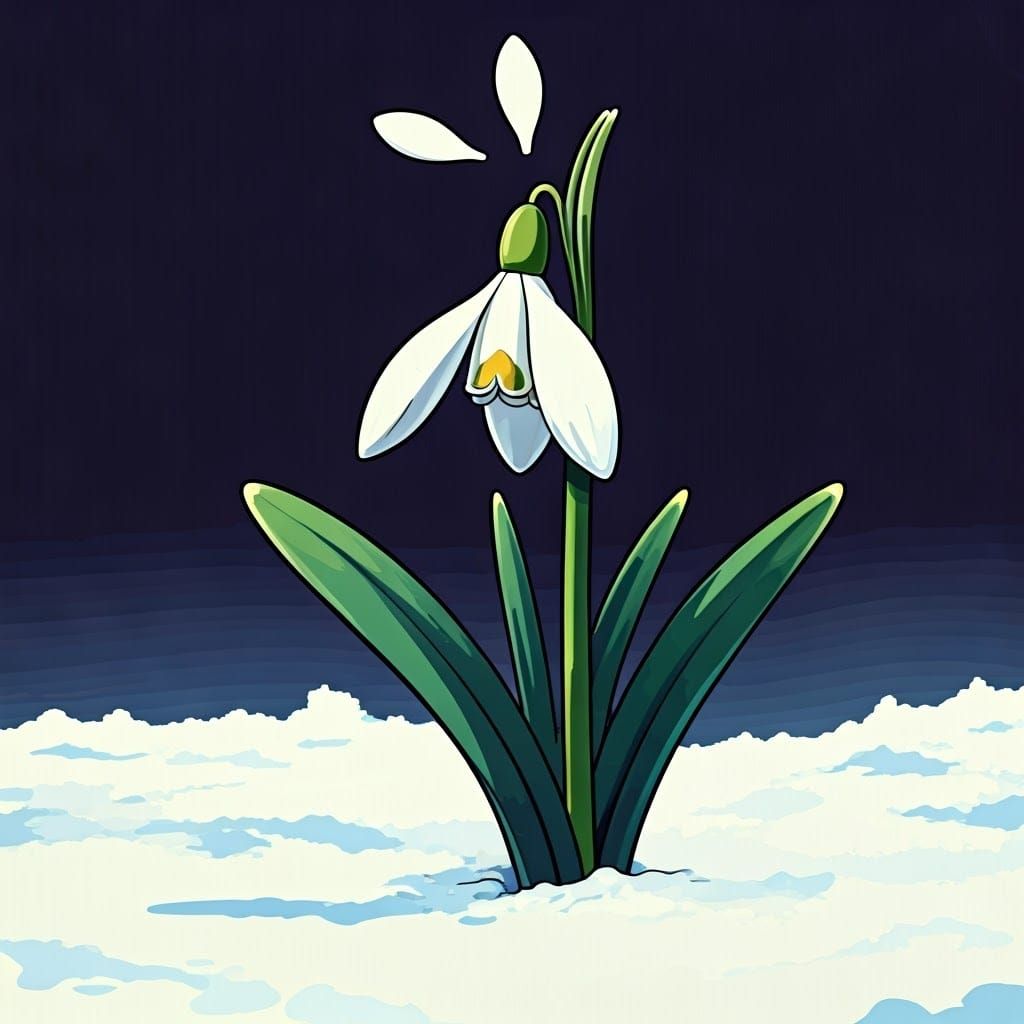 Snowdrop Bloom in Bold Pop Art Style