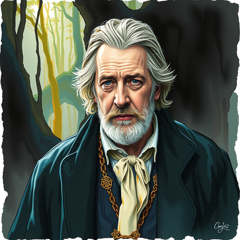 Alcohol Ink Portrait in Shadowy Woods