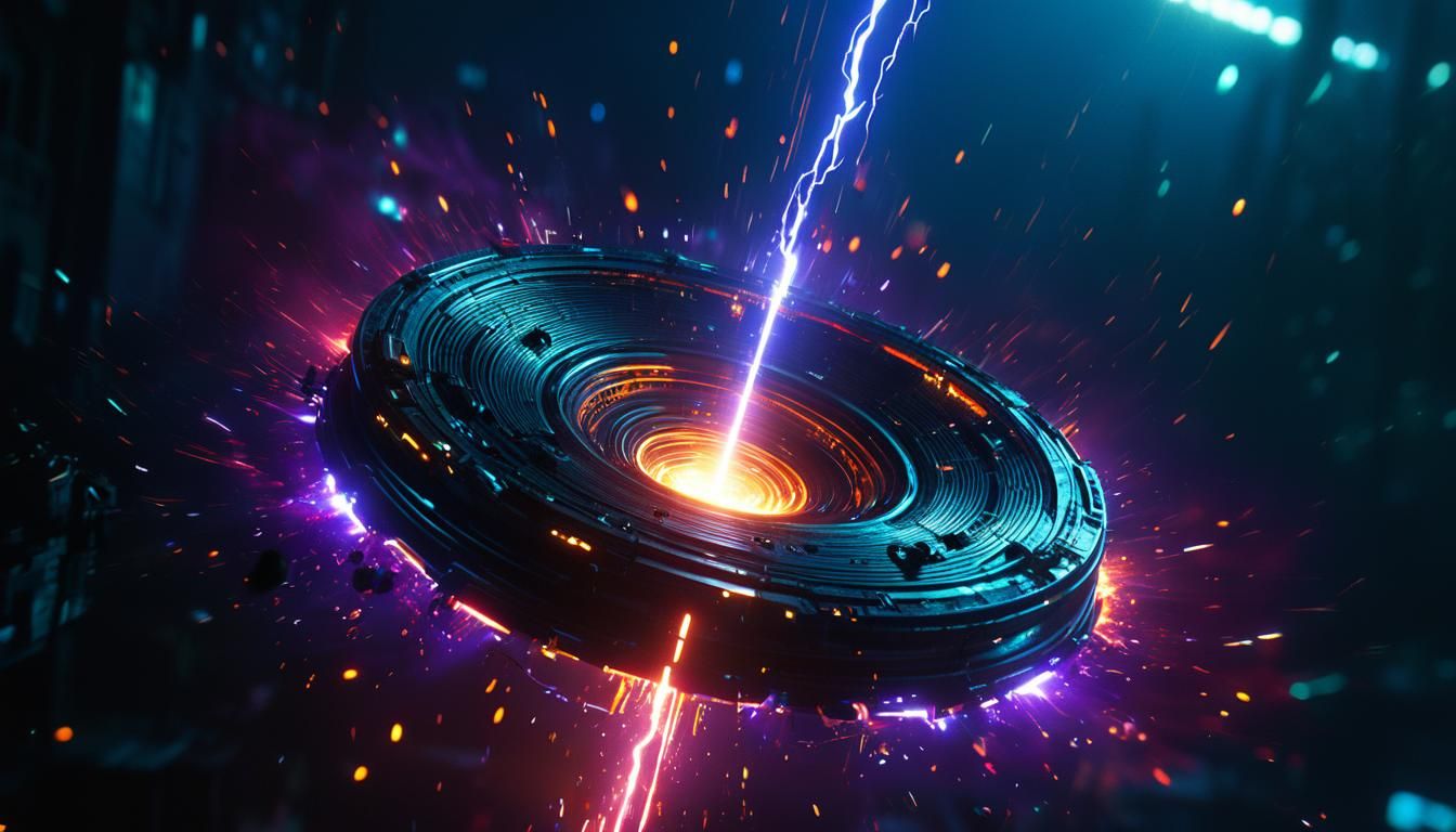 Cyberpunk Black Hole with Neon Energy Textures