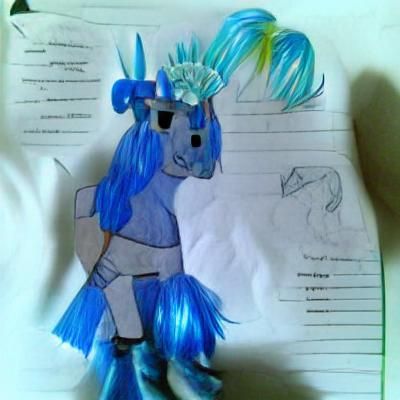 Blue Unicorn Cartoon Character in Fantasy Style