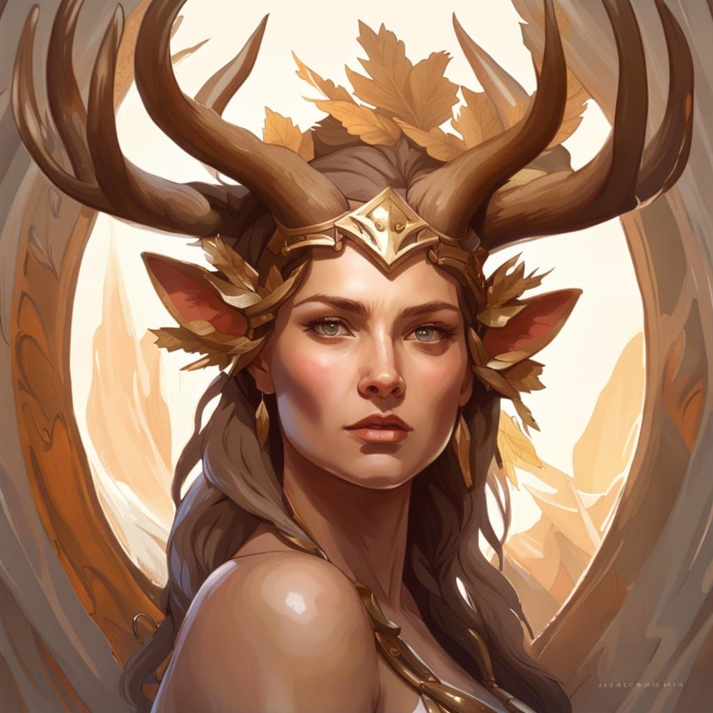 Diana the Huntress: Art Nouveau Portrait