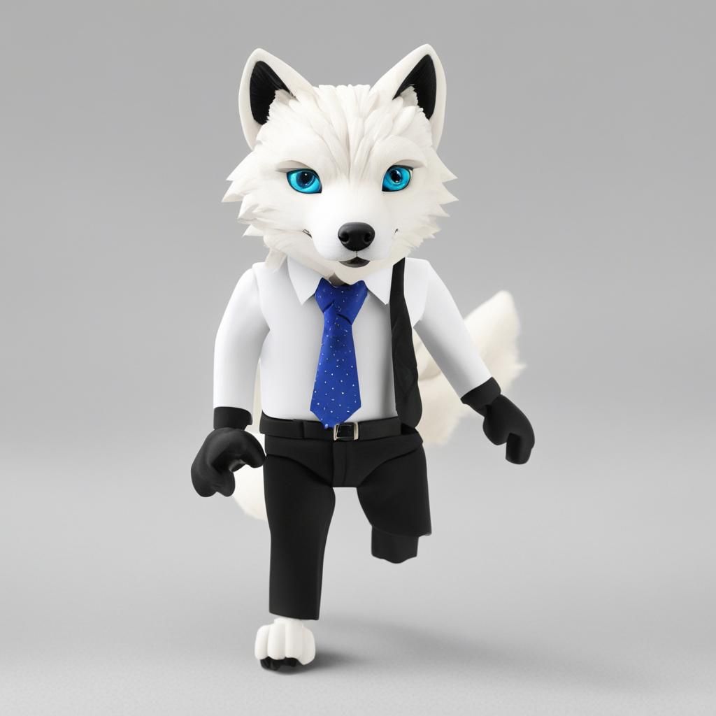 Animated Arctic Wolf Jimmy Crystal with Tiger Cub