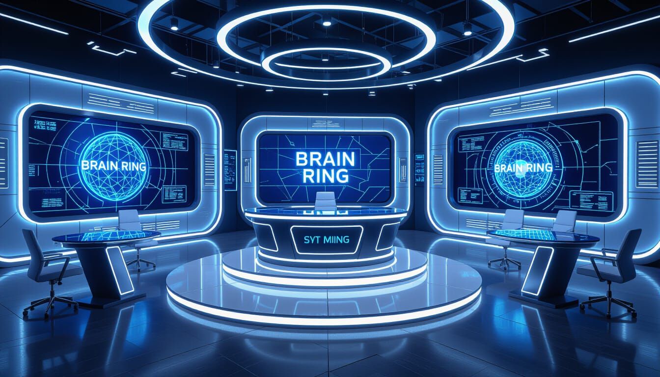 Futuristic TV Studio with Neural Network Animation