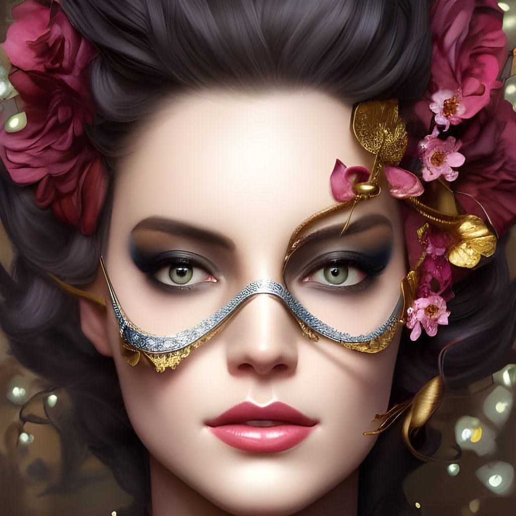 Masquerade Beauty Portrait in Hyperdetailed Digital Art