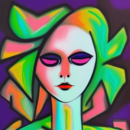 Abstract Art: Living Dead Girl in Vivid Colors