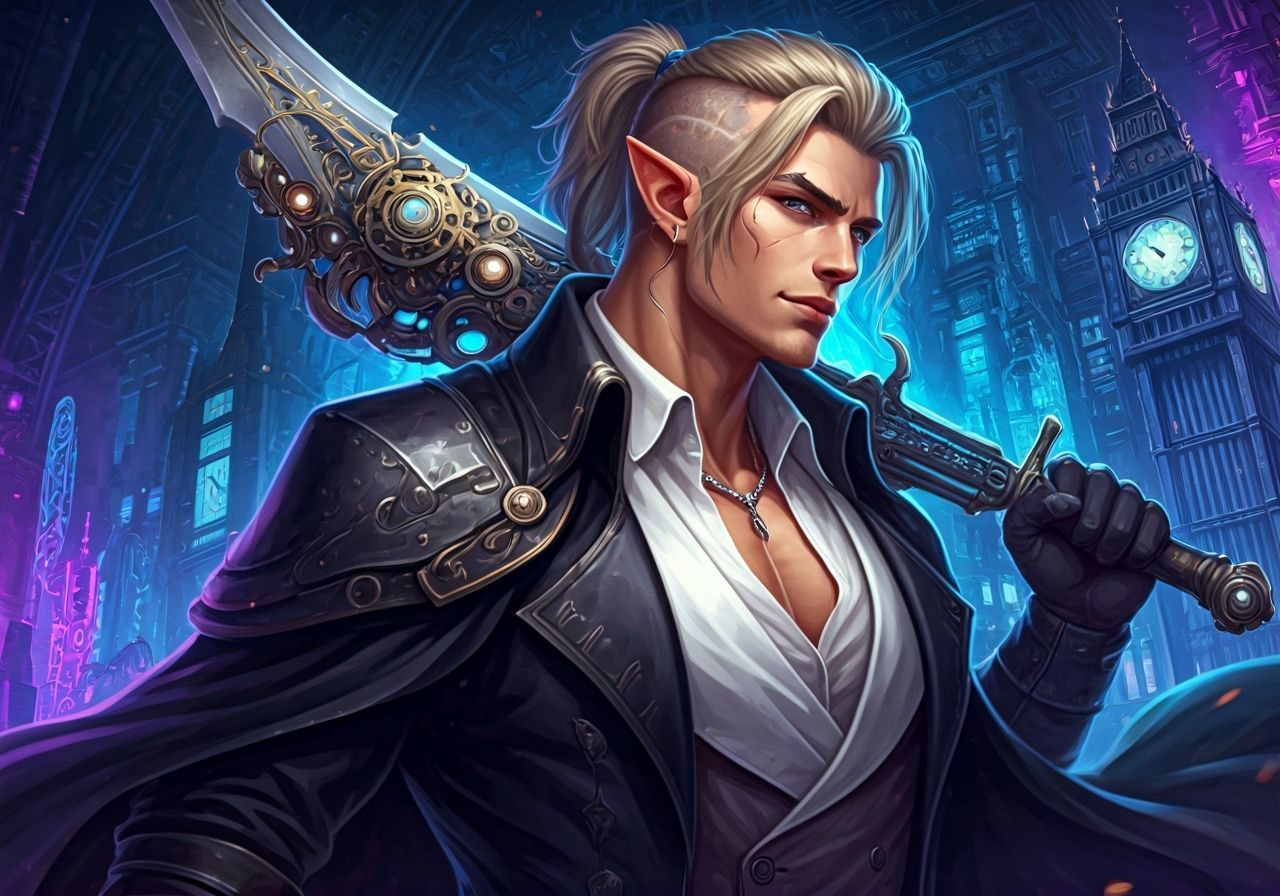 Anime Half-Elf Portrait in Steampunk London