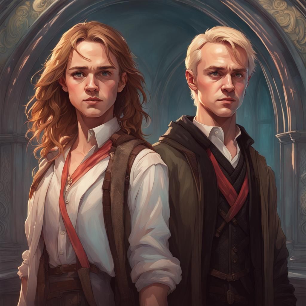 Hermione and Draco: Art Nouveau Portrait