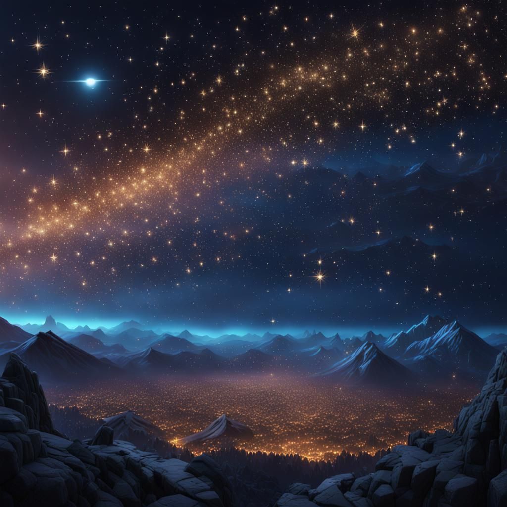 Sparkling Starry Night Sky in Detailed Matte Painting