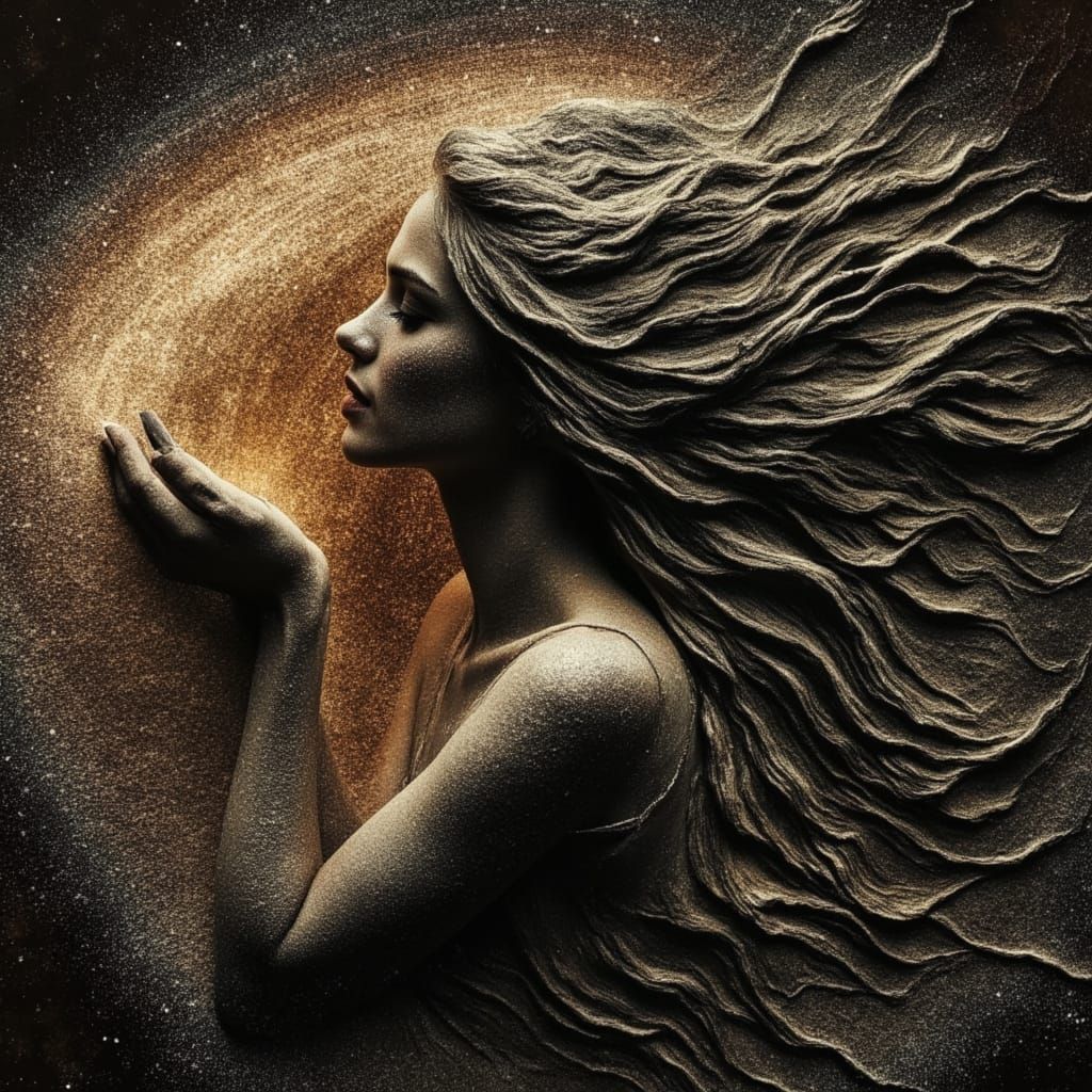 Desert Sand Art: Surreal 1980s Feminine Beauty