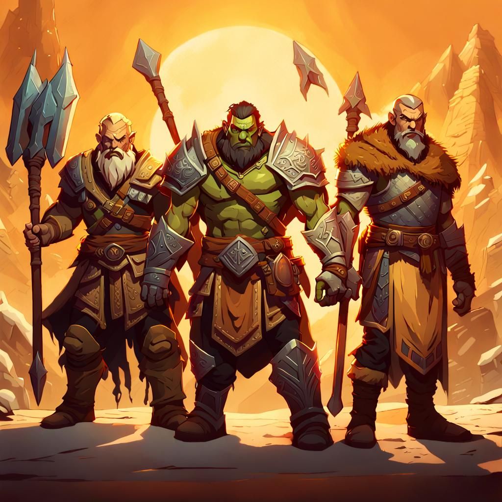 Fantasy Adventurers United in Golden Light