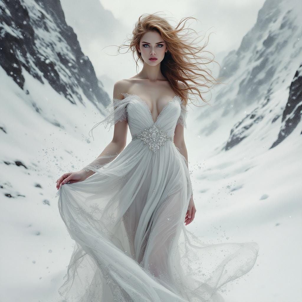 Resilient Woman in Raging Blizzard: Victoria Frances Style