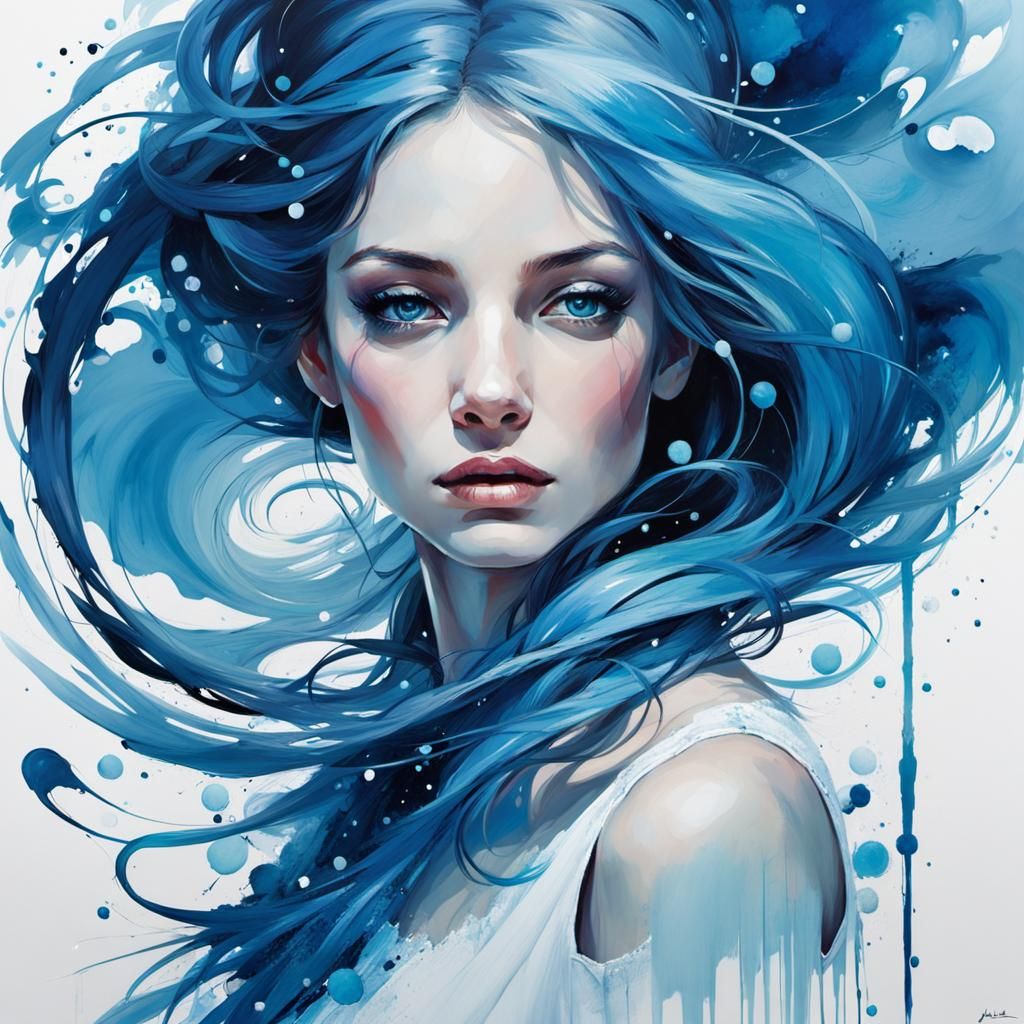 Blue Seal Drifting with Swirling Ornamentals