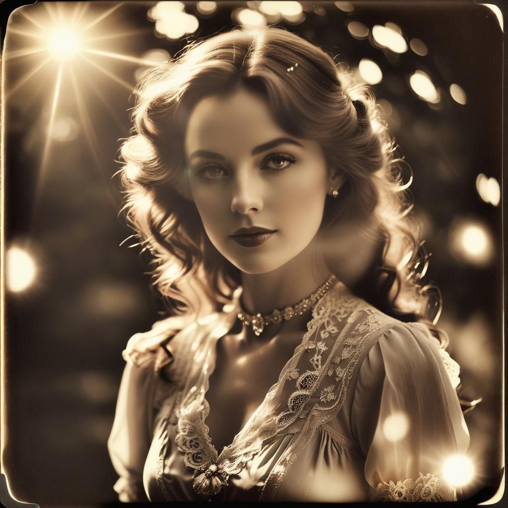Victorian Woman in Sepia Polaroid Photograph