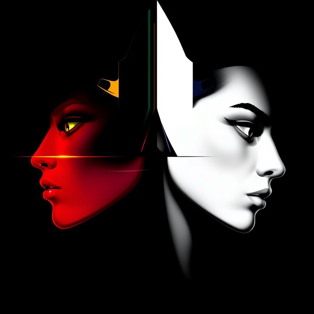 Split Screen: Vibrant Colors Meets Black and White Futurism