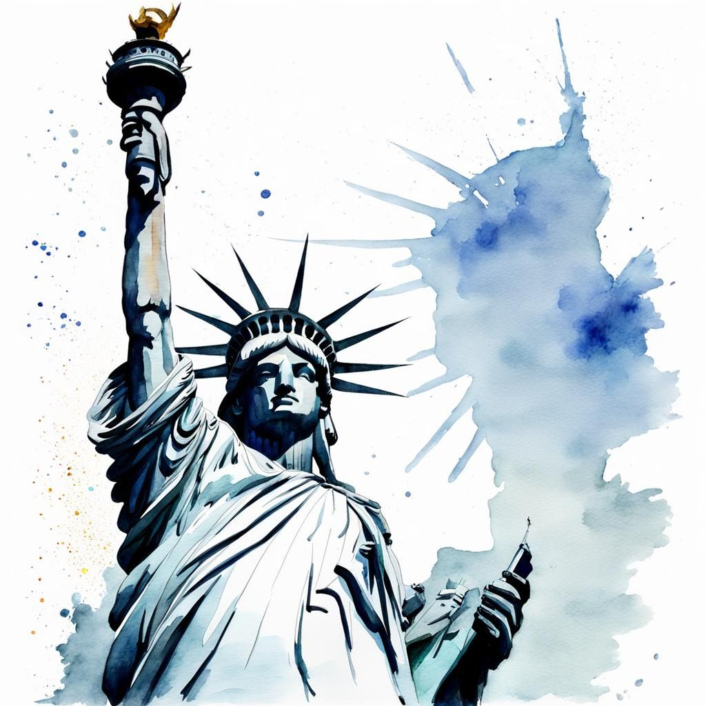 Statue of Liberty Watercolor Painting