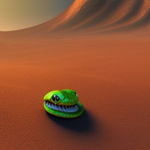 Snake on Mars as Pixar 3D Digital Art