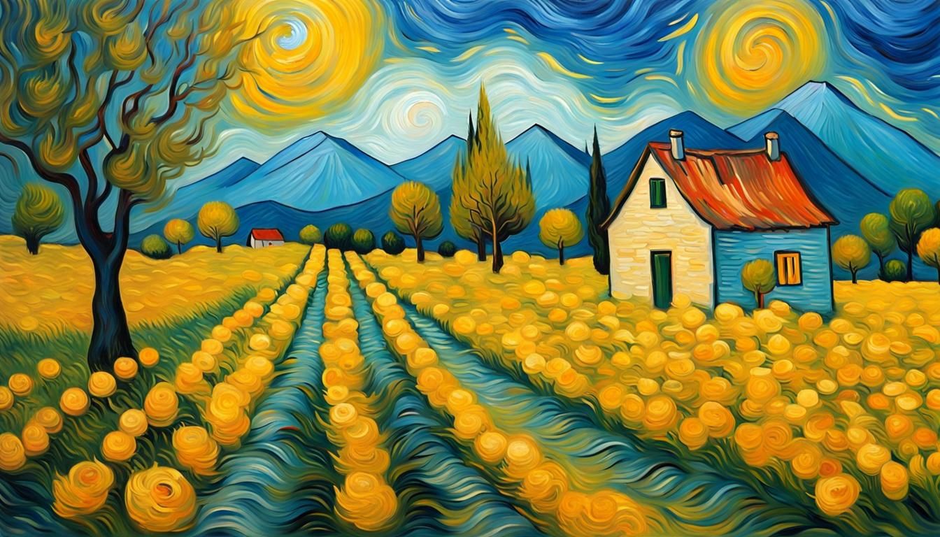 Van Gogh Inspired Landscape Oil Painting