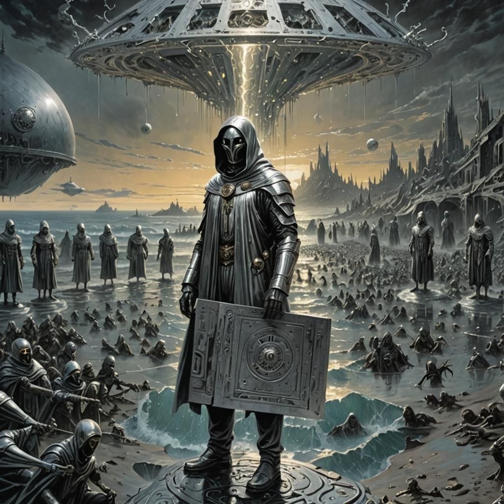 Cult of Silver Cyborgs in Metallic Wasteland