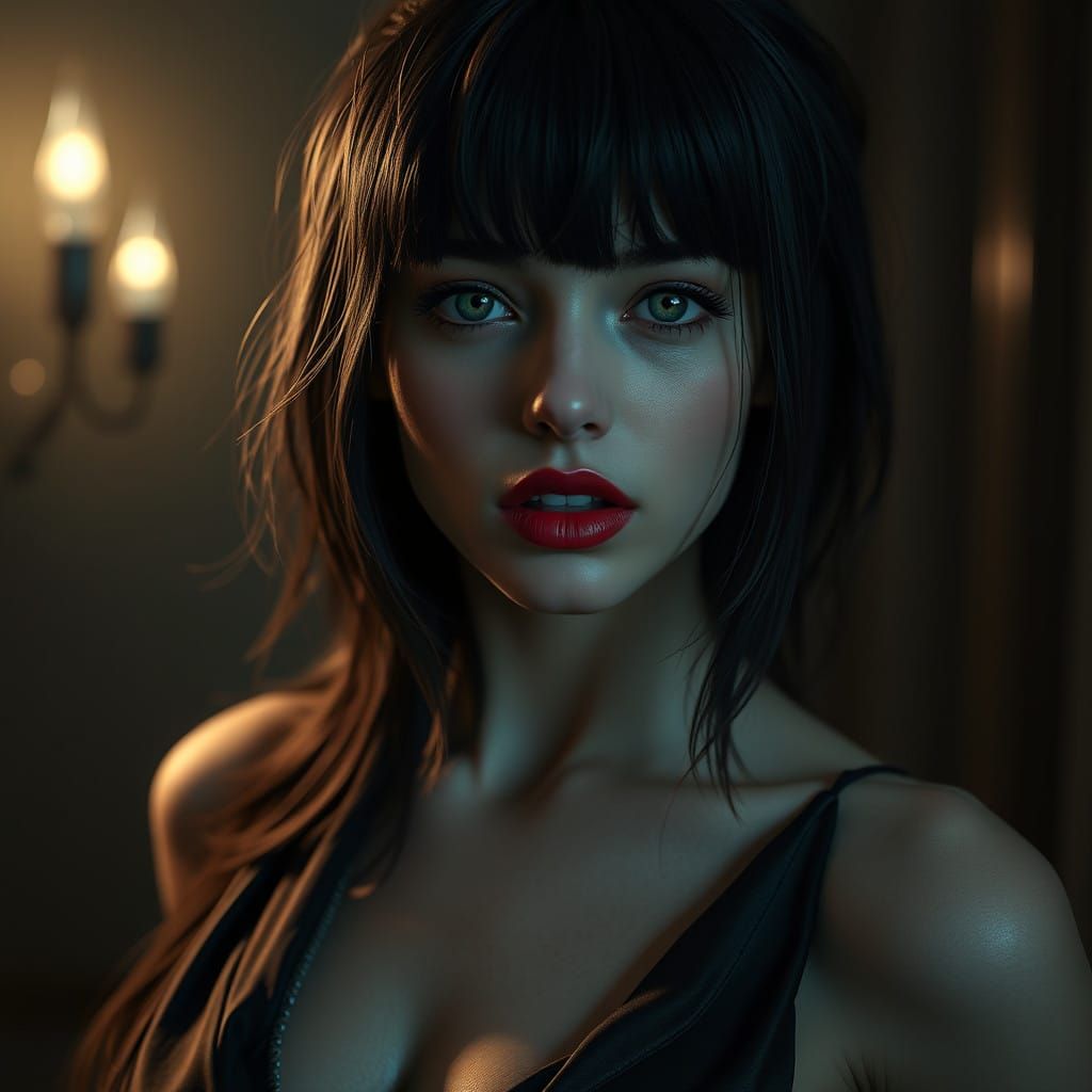 Seductive Portrait of a Young Woman in Rich Textures and Dee...