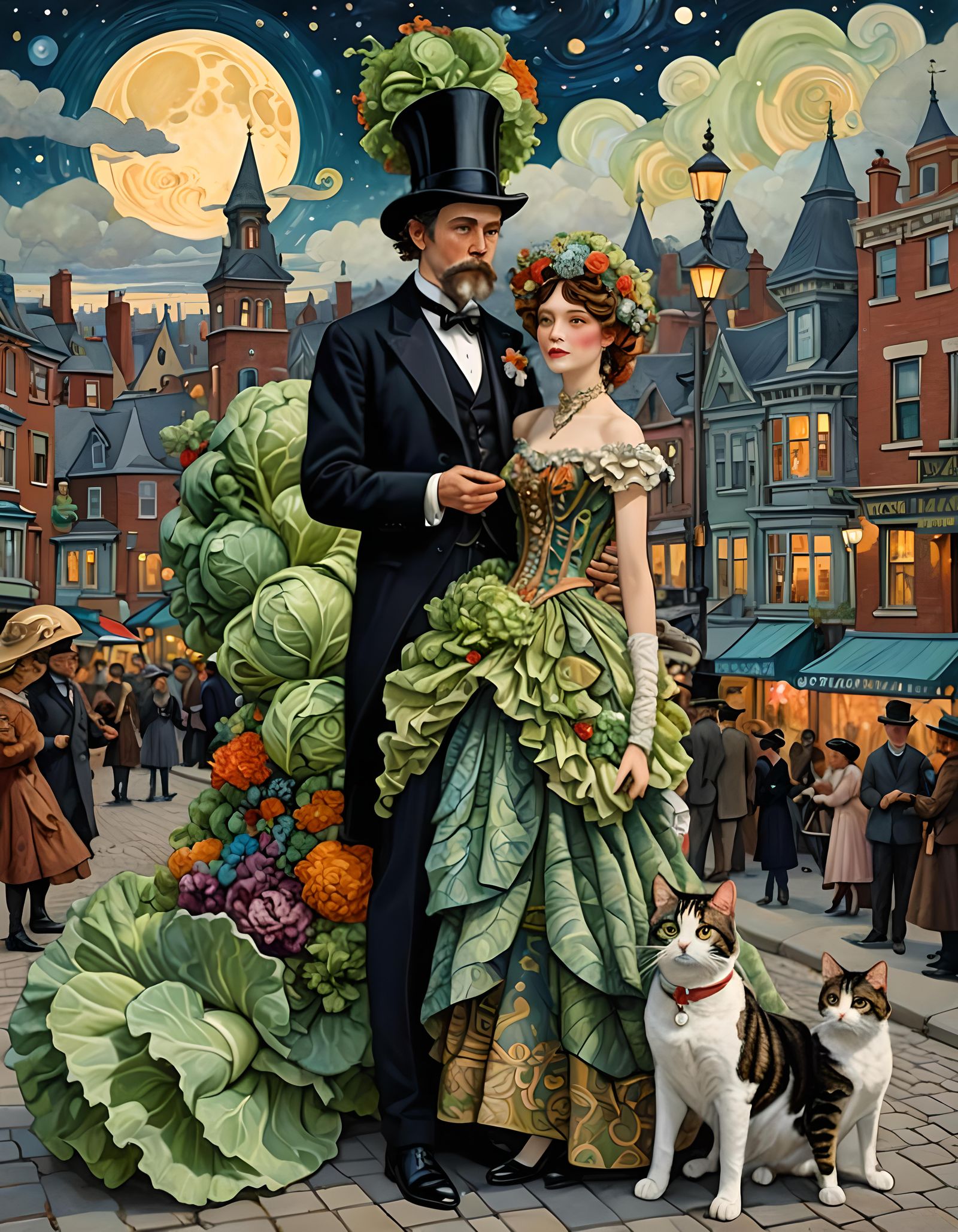 Victorian Couple Admiring Cabbagetown Festival: Art Nouveau ...
