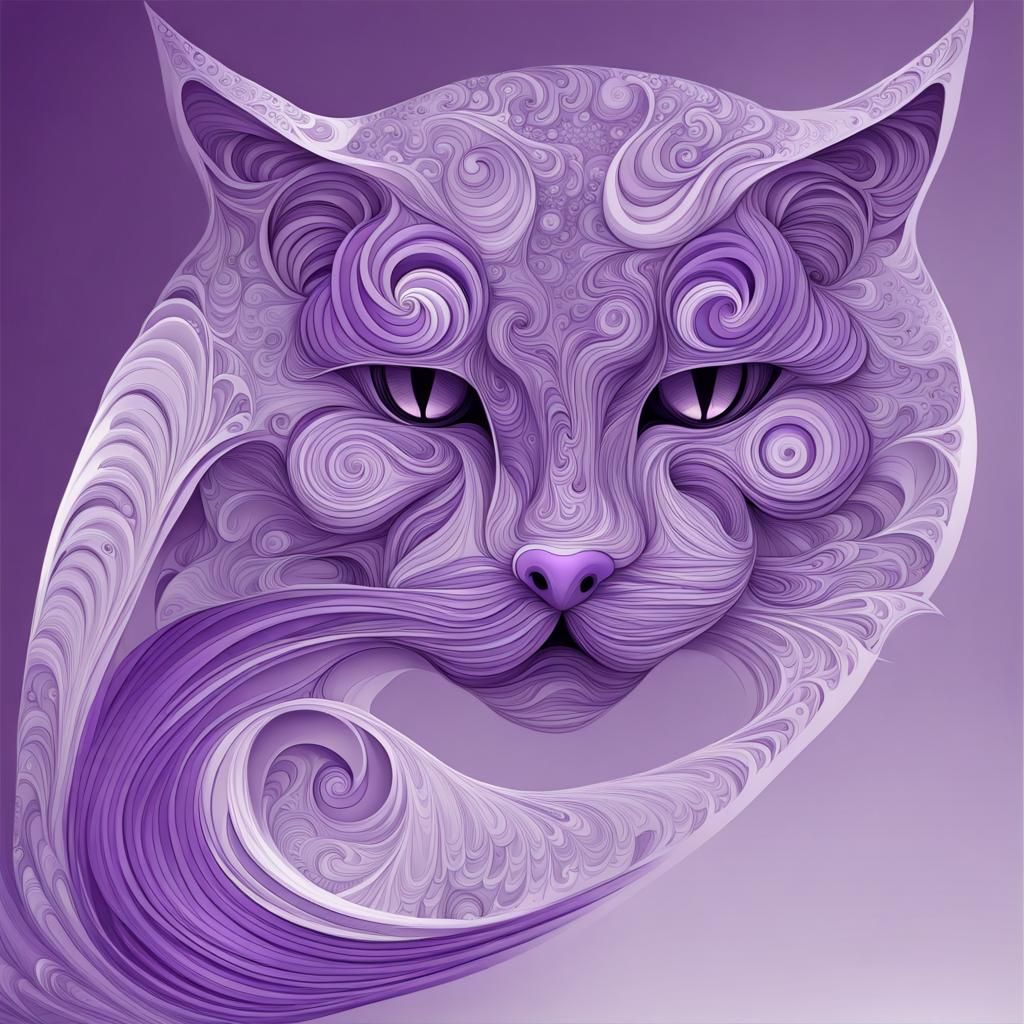 Big Purple Cat Winter: Abstract Vector Art