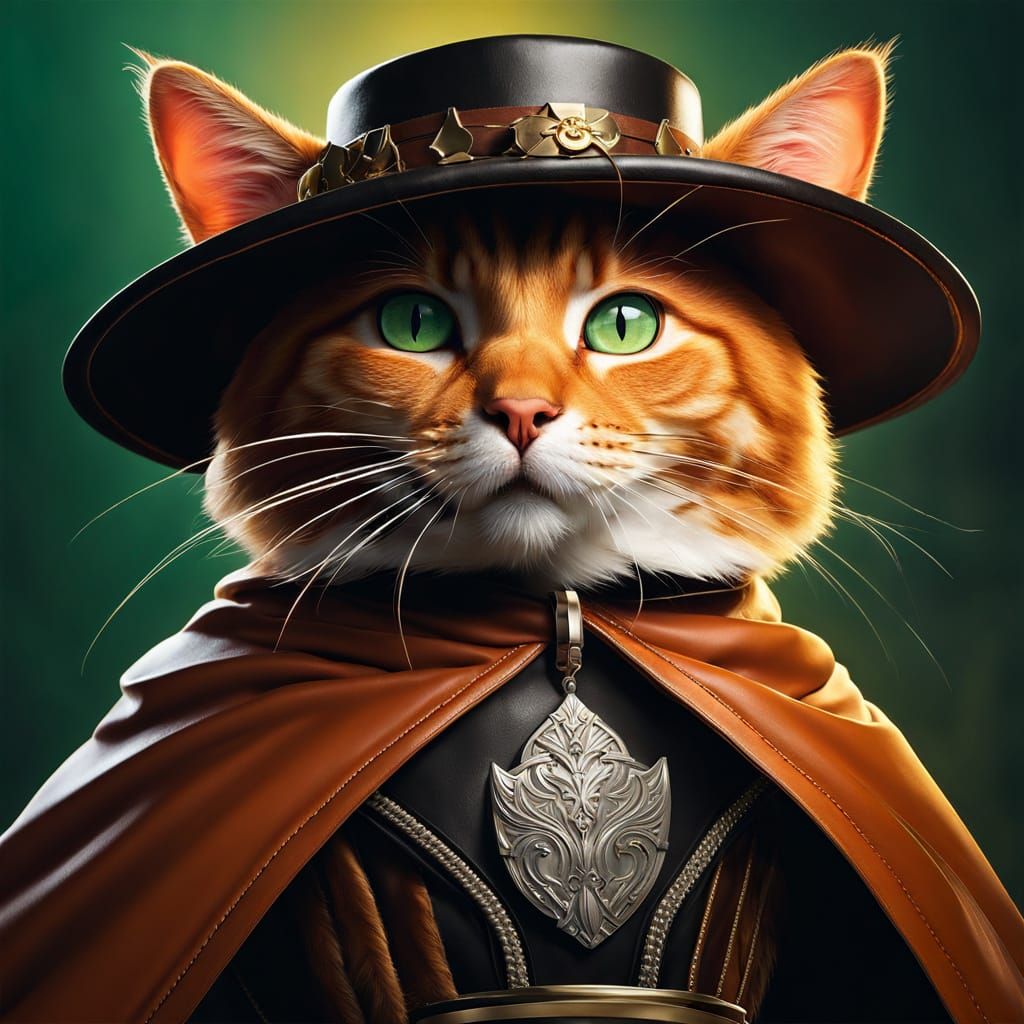 Fauvist Cat Portrait in Golden Hour