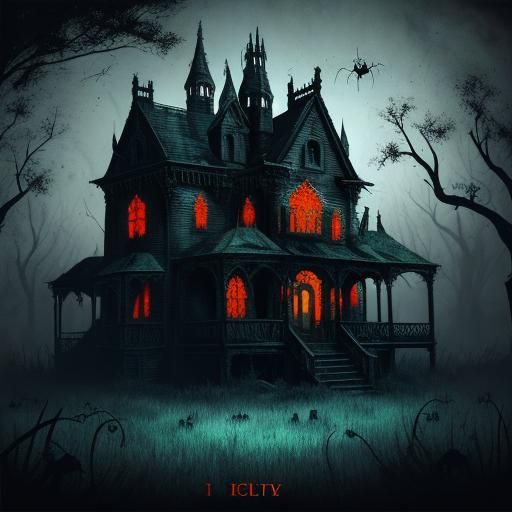 Black Cat in Haunted House Candy Art