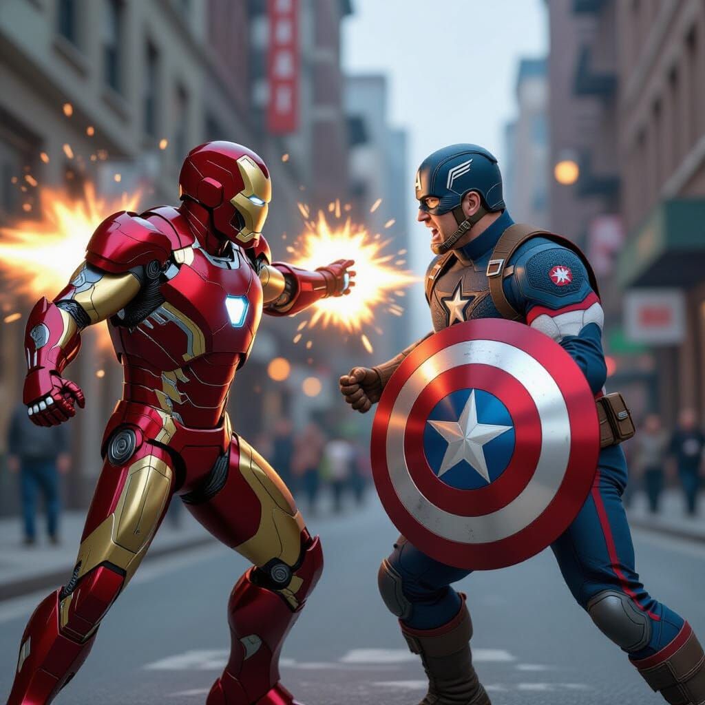 Iron Man vs Captain America Epic Battle