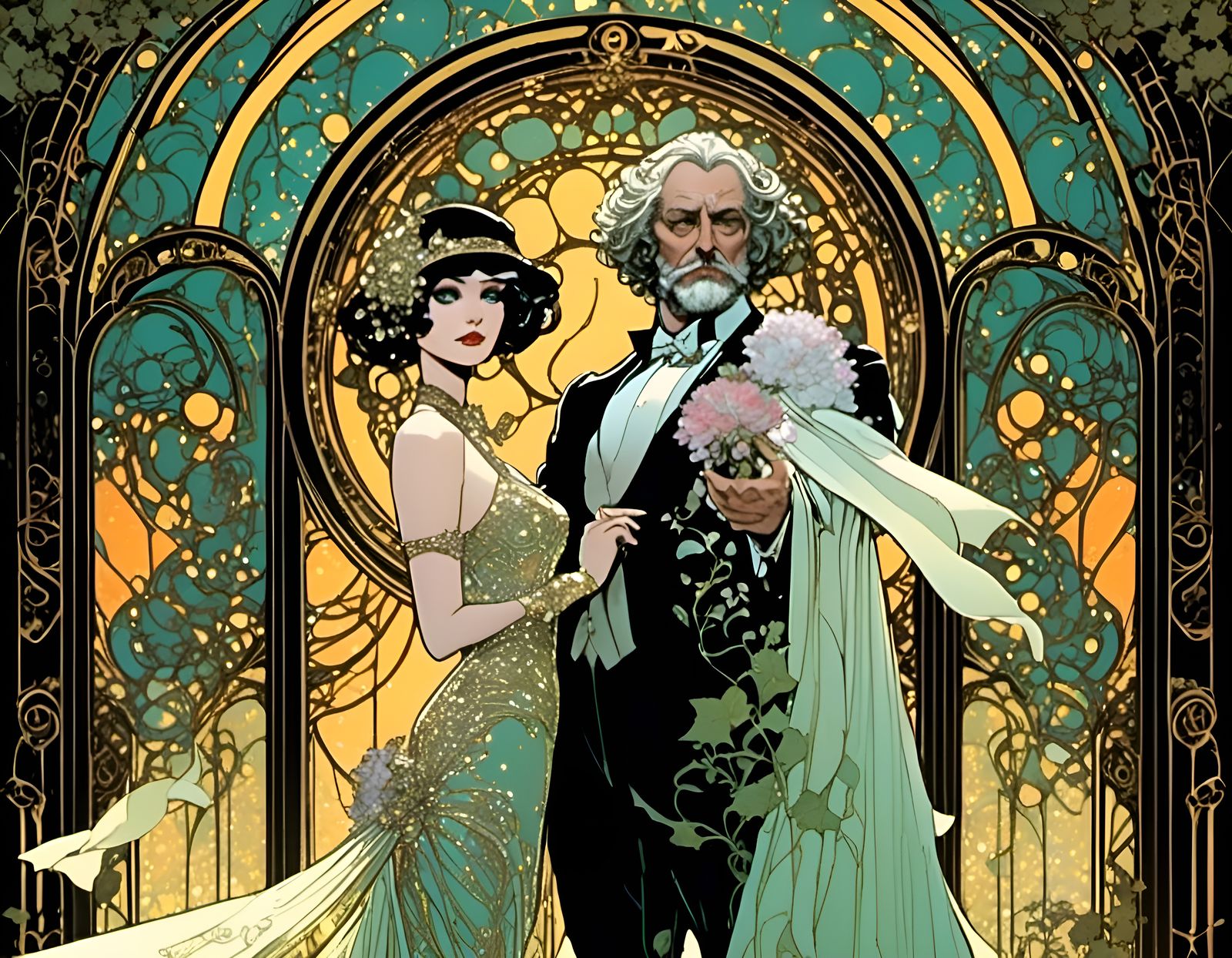 Art Nouveau Comic Book Page: Mnemosygne Terrace