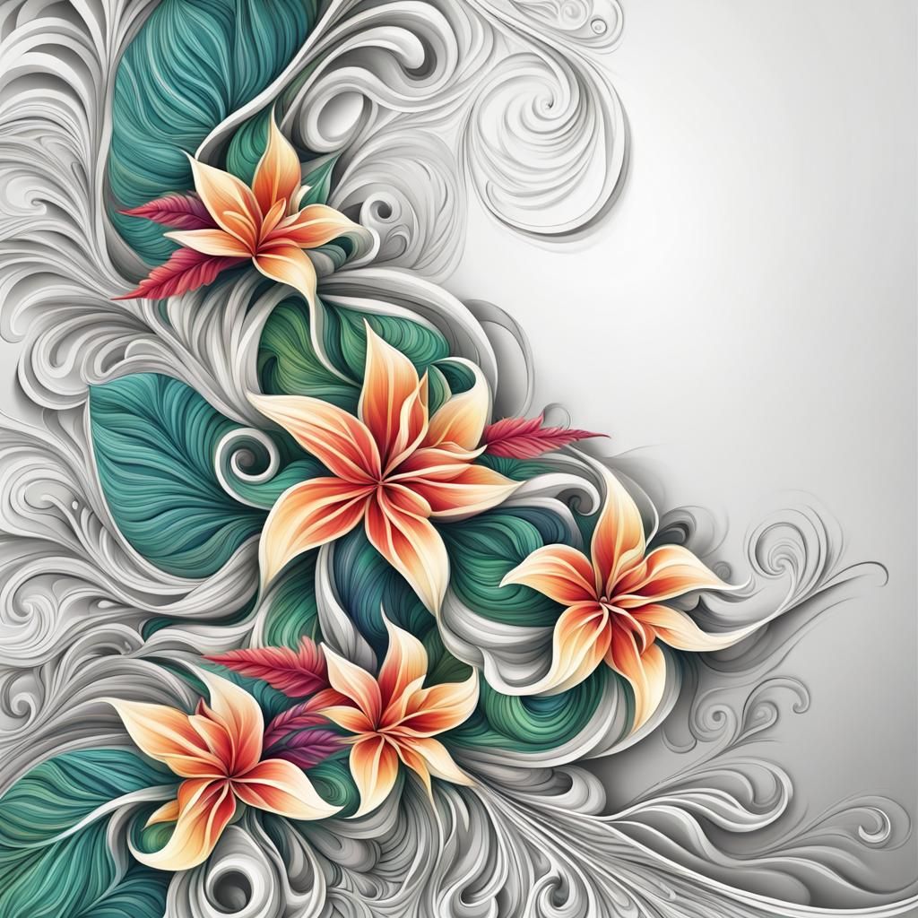 Tropical Christmas Card with Abstract Fractal Design