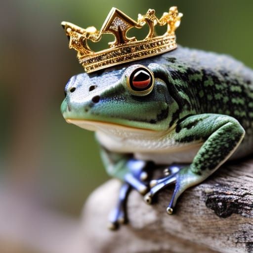 Frog King Adorned with Precious Crown