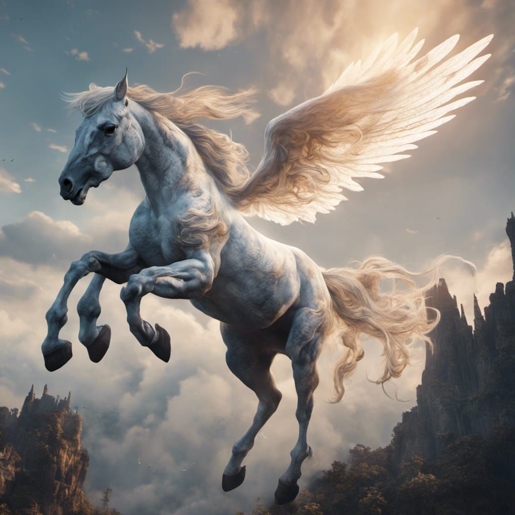 White Flying Horse Fantasy Concept Art