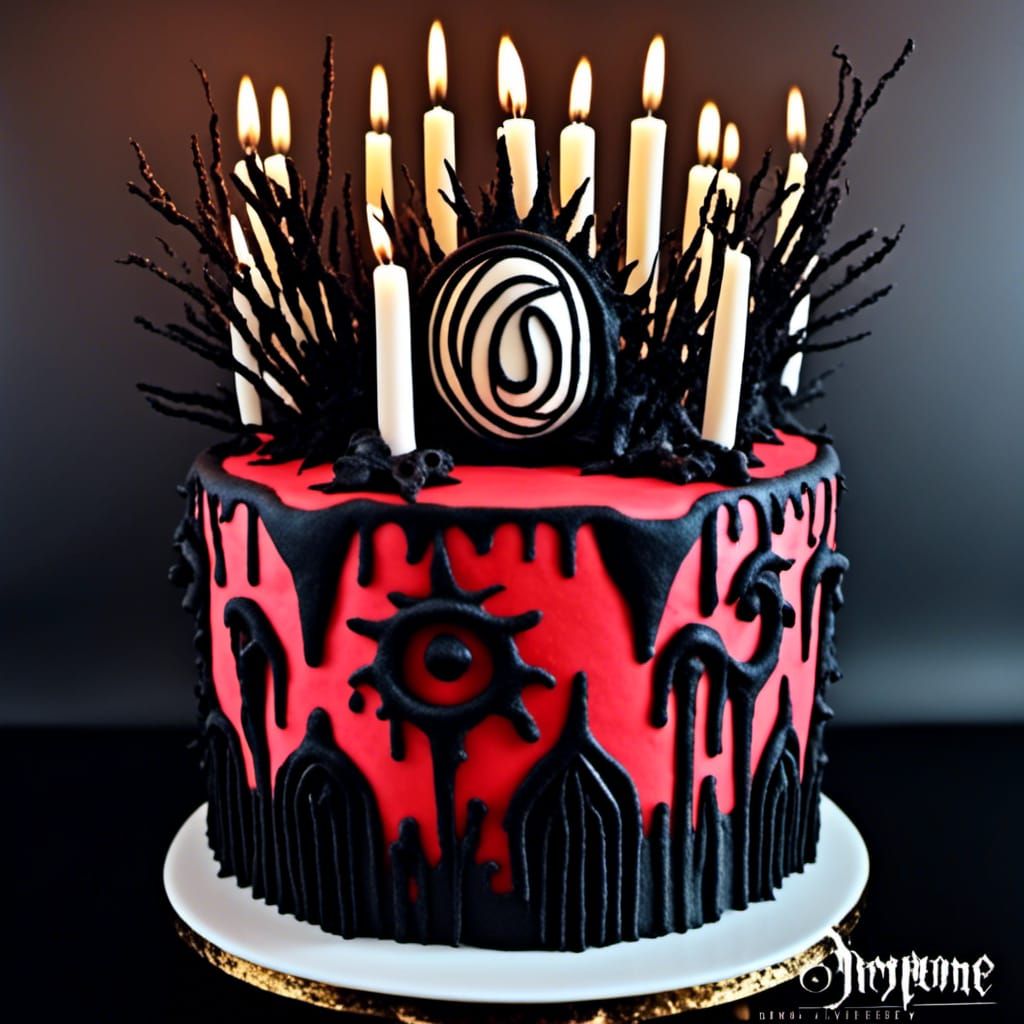 Gothic 50th Birthday Cake with Bioluminescence