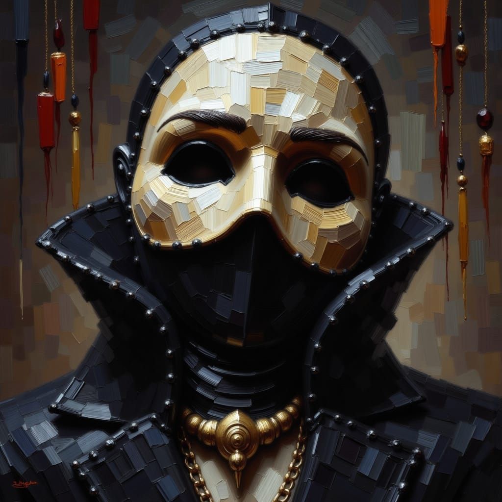 Gothic Opera Phantom in Impasto Painting