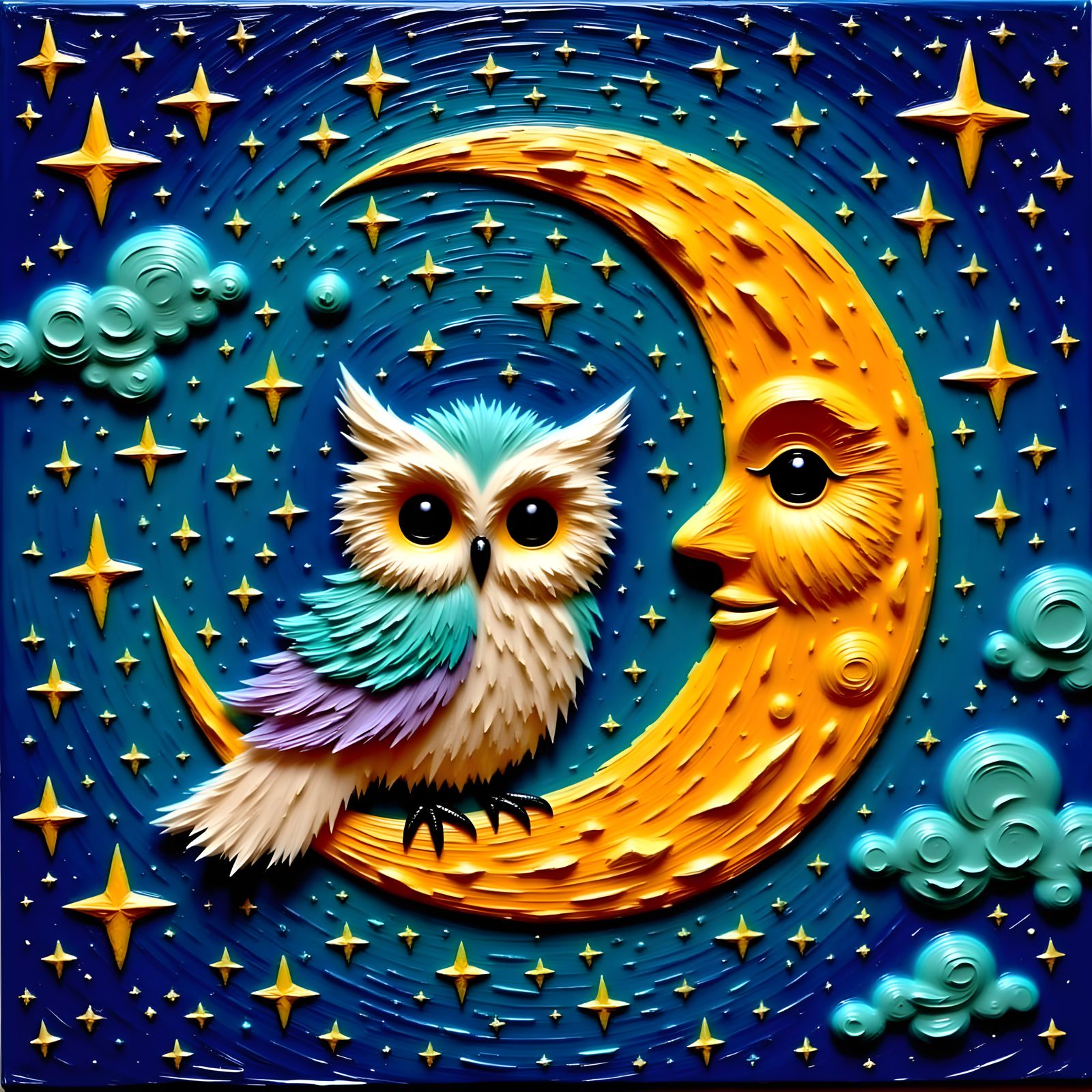 Dreamy Owl in Cosmic Whispers