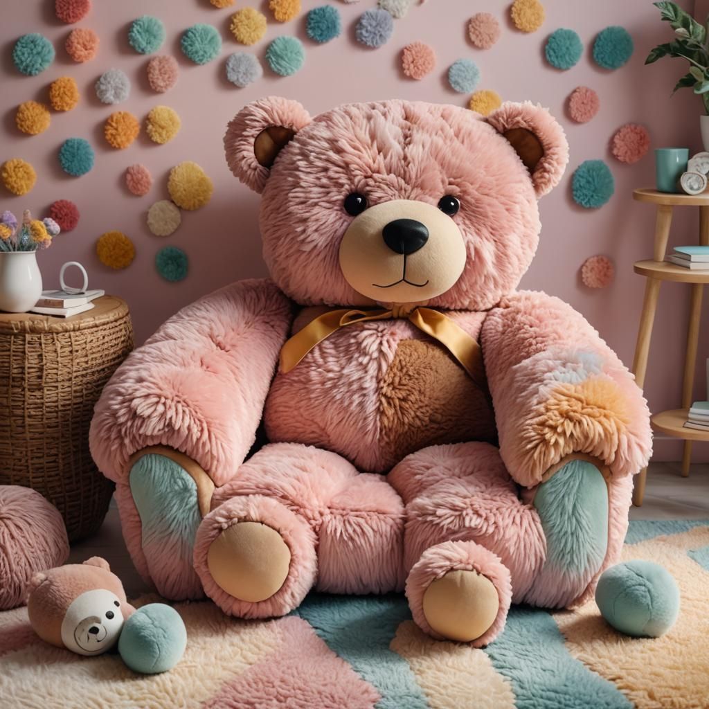 Teddy Bear Armchair in Pastel Colored Room