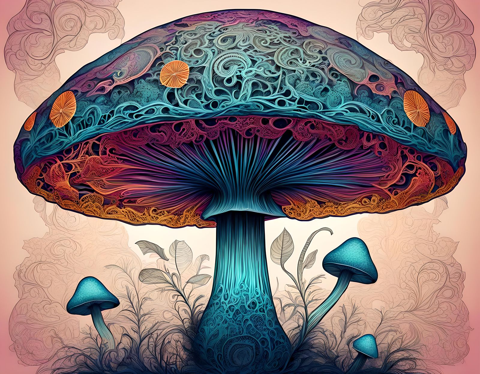 Vivid Colorful Mushroom Poster Design