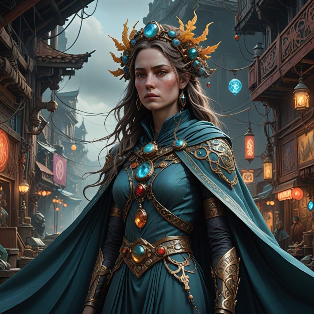 Ethereal Fantasy Queen in Dreamlike Landscape