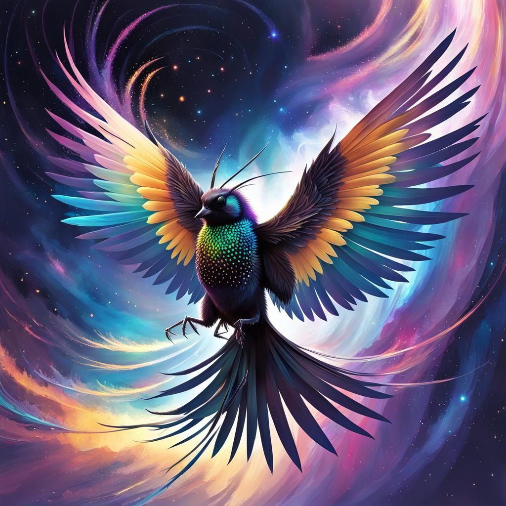 Quilliedpunk Pest Hovering in Cosmic Nebula