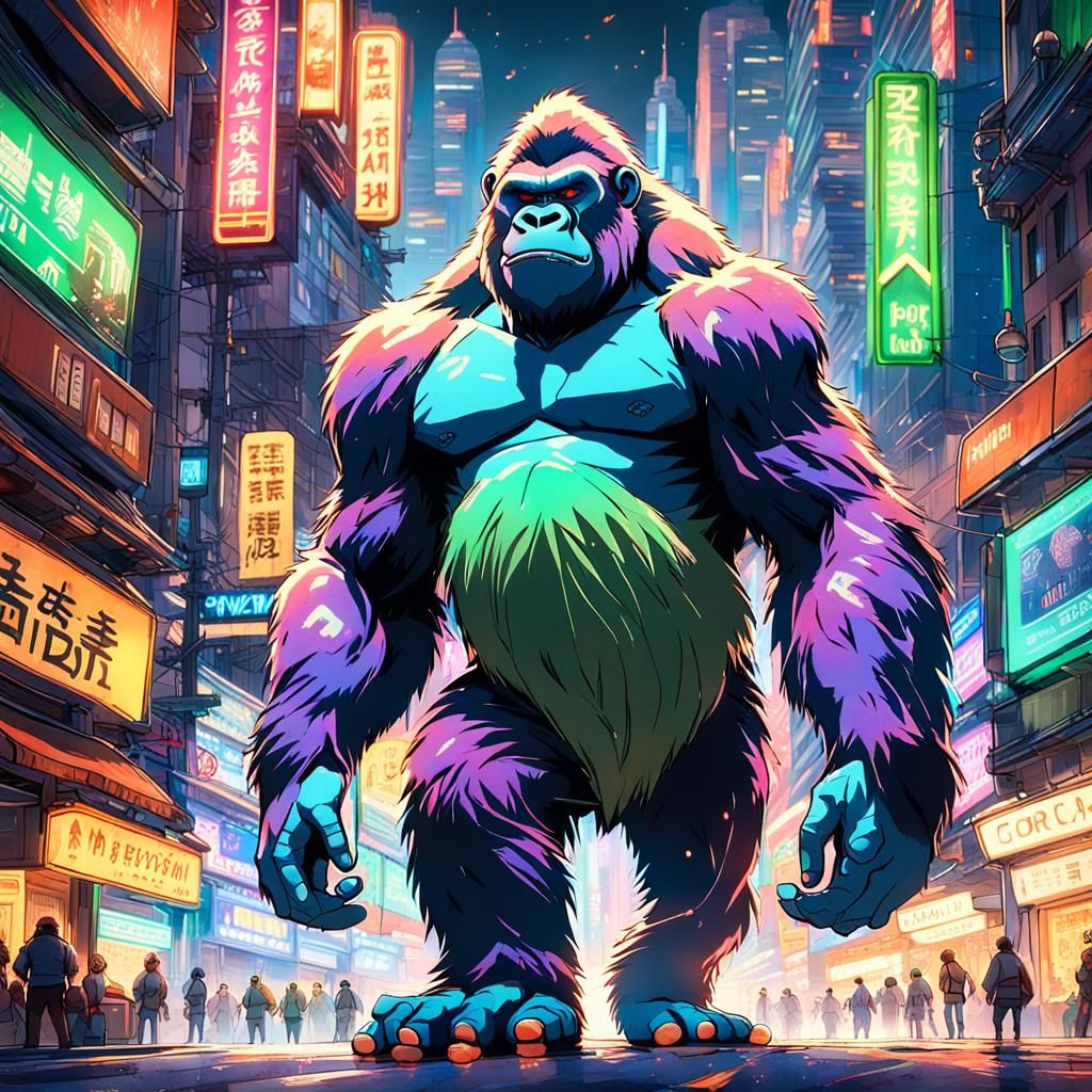 Green Gorilla in Coruscant Street: Anime Concept Art