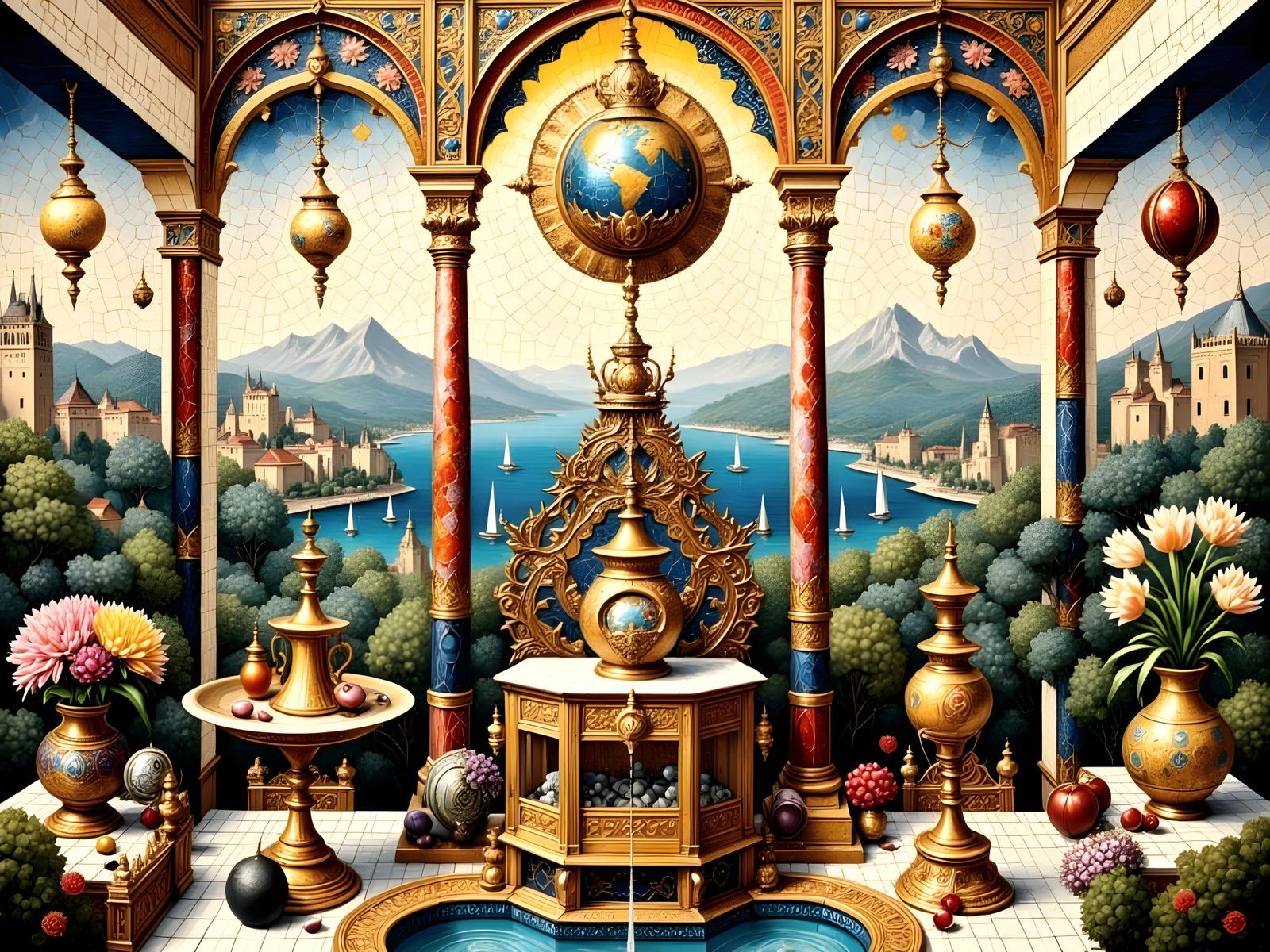 Surreal Renaissance Oriental Mosaic Masterpiece