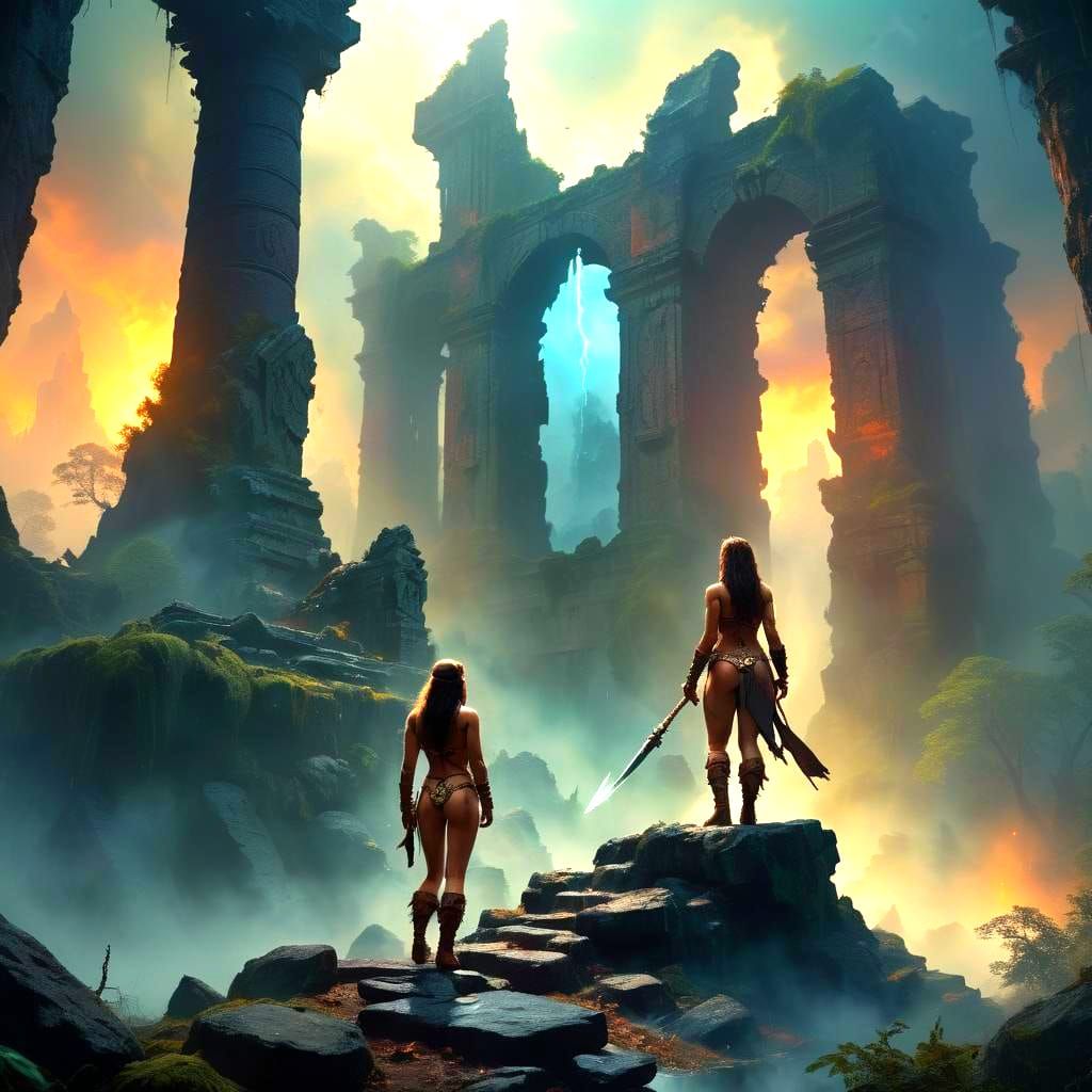 Epic Fantasy Setting in Frazetta Style