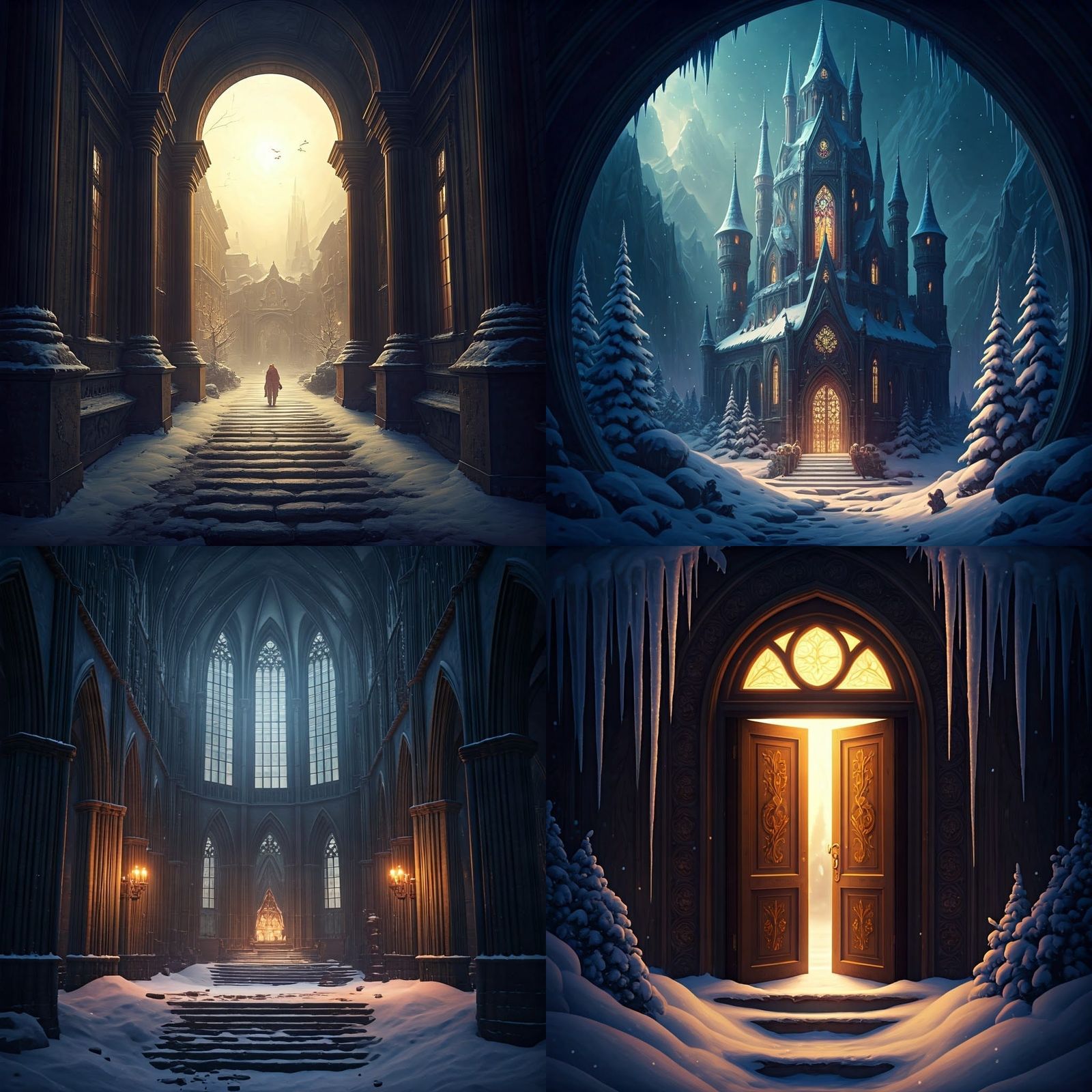 Realistic Winter Wonderland Scene with Fantastical Advent De...