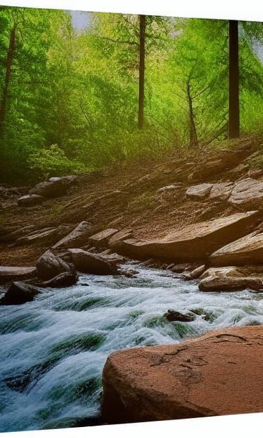 Overgrown Riverbed as Oil Painting